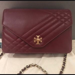 Tory Burch burgundy Mercer crossbody bag